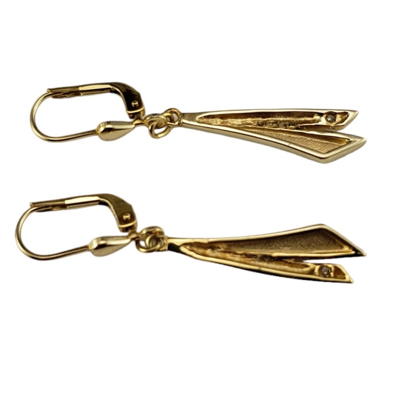 14K Yellow Gold and Diamond Dangle Earrings #16670 - Picture 5 of 8